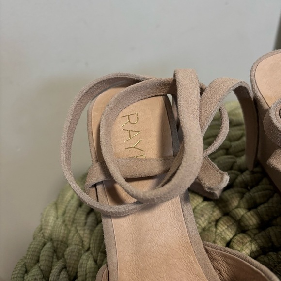 Anthropologie Raye Tan Suede Embroidered Floral Lace Up Heeled Sandals NWOB - Picture 9 of 14